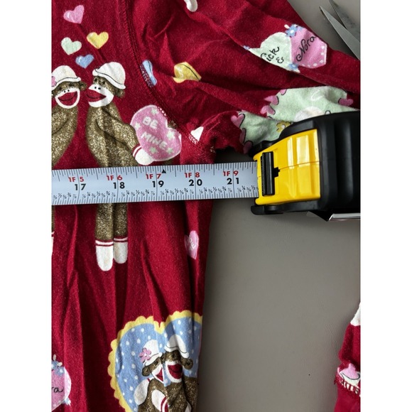 Nick And Nora Nightgown Shirt Valentines Day Sock Monkeys XL Red Long Sleeve - Picture 7 of 10